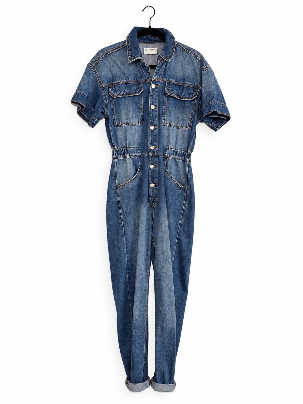 Free People We The Free Marci Denim Jumpsuit Short Sleeve Blue S